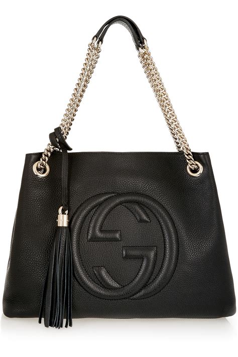 gucci nouveau leather shoulder bag black|Gucci textured leather shoulder bag.